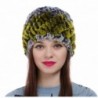 ZUUC Women's Real Rex Rabbit Fur Knitted Beanie Winter Warm Hats Caps - Green + Blue - CF12OB8RURM