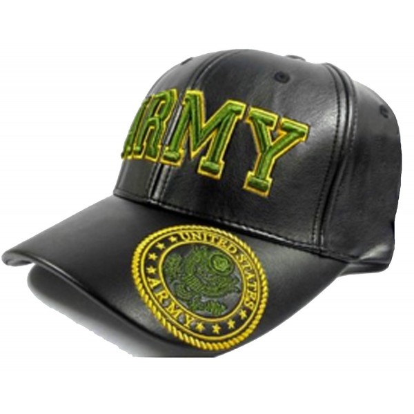 ARMY Cap Black Leather Embroidered Hat U.S.United States Military - CK12JBQUF41