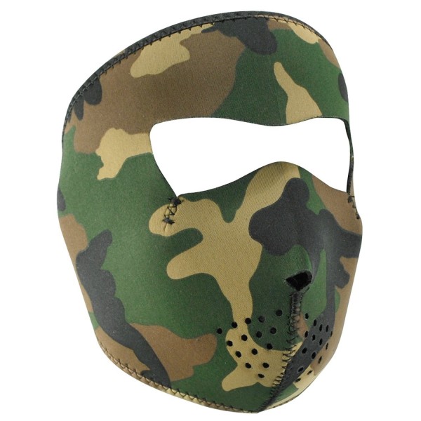 ZANheadgear WNFM118 Woodland Camouflage Neoprene Face Mask - Full Mask - C41123UVTMF