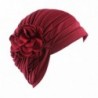 Binmer(TM)Women's Elegant Flower Indian Stretch Turban Hat Chemo Cancer Cap Sleep Cap - Wine Red - CW183GC75RK