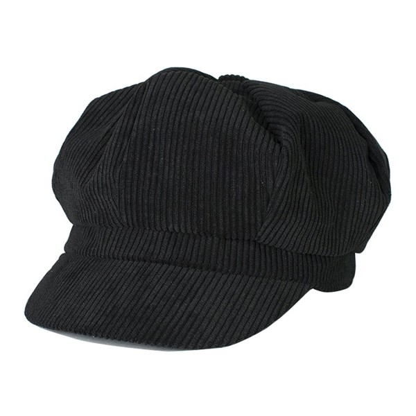 Belsen Unisex Cotton Corduroy Newsboy Cap Gatsby Ivy Hat - Black - CQ12LOAGL2V