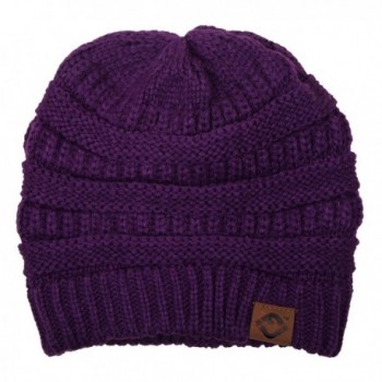 Funky Junque's FJ Knit Cap Women's/Men's Winter Hat Soft Slightly Slouchy Beanie - Dark Purple - CX12MCQ7JG9