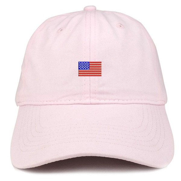 Trendy Apparel Shop US American Flag Small Embroidered Dad Hat Patriotic Cap - Light Pink - C5185HQOQE4