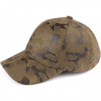 Funky Junque's Women's Camouflage Stitch Baseball Cap Hat - Camo Faux Suede Print - CQ17YESRN77