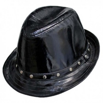 Black Patent Leather Fedora Hat - C611LO2VF6X