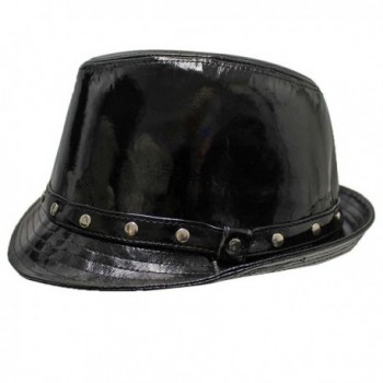 Black Patent Leather Fedora Hat in Women's Fedoras