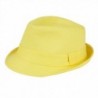 Women's Colorful Cotton Blend Trilby Fedora Hat - Yellow - CB12F5LT19V