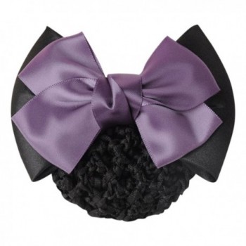 Shuohu Women Pro Bow Barrette Hair Clip Cover Bowknot Bun Snood Hairnet - Purple - CK12I9RU21T