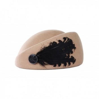 Pillbox Beret Hat Women Vintage Church Wedding Headwear Cocktail Party Top Hat - Camel - CU12LEHHV5L