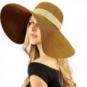 50+ UPF Ribbon Beach Summer Braid Xtra Wide 5-3/4" Brim Floppy Sun Hat Cap - Brown - CC118JMH33P