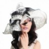 June's young Fancy Floppy Ruffle Glass Organza Ribbon Church Hat(white/black) - CT11OIBGZVR