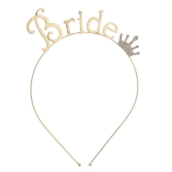 Lux Accessories Rhinestone Crown Bride Bridal Bachelorette Headband - Gold - CA12ODTF6RR