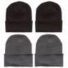 MIRMARU Men's Plain Beanie Solid Color Knitted 12" Long Cuff Skull Cap Hats - 2 Black & 2 Grey - CS12NBV7HKH