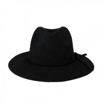 YueLian Women Wool Fedora Jazz Panama Hats Caps with Brim - Black - CR11QB4ONN1