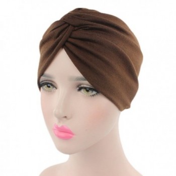 Chemo Sleep Turban Headwear Scarf Beanie Cap Hat for Cancer Patient Hair Loss - Brown - CJ187U2L9NG