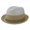 K Braided Toyo Upturn Fedora White Khaki - C217YQ93U0G