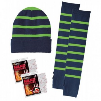 Kamal Ohava Sports Team Beanie Hat & Arm Socks (Fingerless Gloves) Set - Team Navy/Flash Green - CM12MPS7KLD