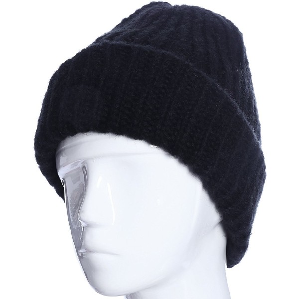 Rib Cuffed Beanie Women Winter Hats Thermal Skull Cap for Womens Watch Cap - Black - CA188ITDZTT