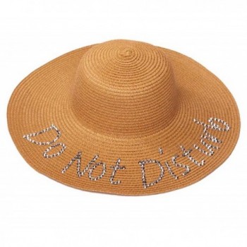 ChicHeadwear Womens Do Not Disturb Sequined Wide Brim Sun Hat - Natural - CF12I3SCBQN