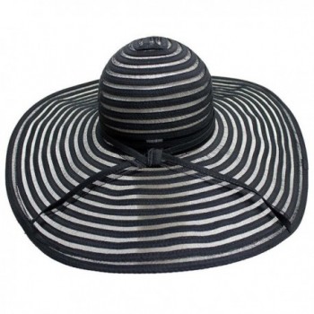 Black & Sheer Striped Wide Brim Floppy Hat - CW11JCGRP1R