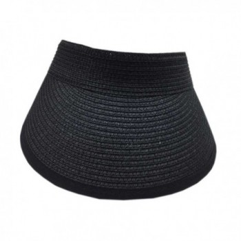 Aesthetinc 100% Straw Sun Visor Hat Velcro Adjustable at the Back - Black - CO124GCTMA7