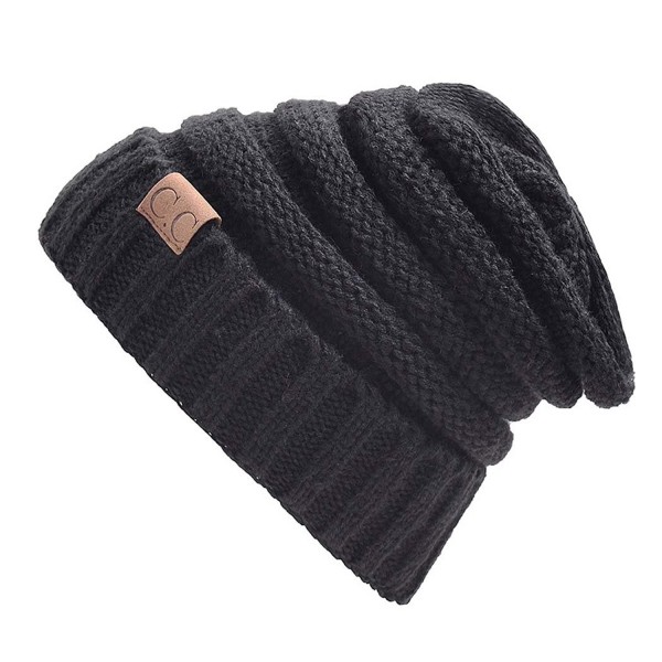 Yuns Women's Knit Beanie Cap Hat CC Soft Warm Winter Hat - Black - CG1883TCYH5