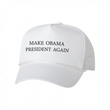 Make Obama President Again Trucker Hat Cap Mesh Snapback - White - CA17YGA87MK