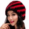 Women's Knitted Skullies Beanie Hat with Real Mink Fur - Fur Story - Red and Black - CS1255CCVLZ