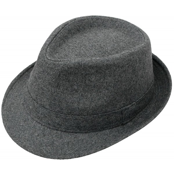 AshopZ Men's Fall/Winter Outdoor Manhattan Fedora Hat - Charcoal Grey - C111Q36GKBF