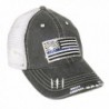 Thin Blue Line Flag Bling Baseball Cap Distressed Trucker Swarovski - Gray Denim Trucker - CQ12IJXV41P