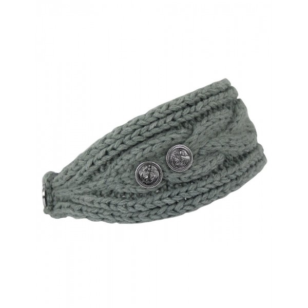 Dahlia Women's Winter Knit Headband - Button Accented - Gray - Gray - CX11QWMIFKT