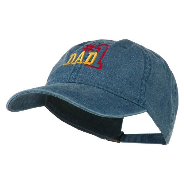 Number 1 Dad Outline Embroidered Washed Cotton Cap - Navy - CI11NY2AL3N