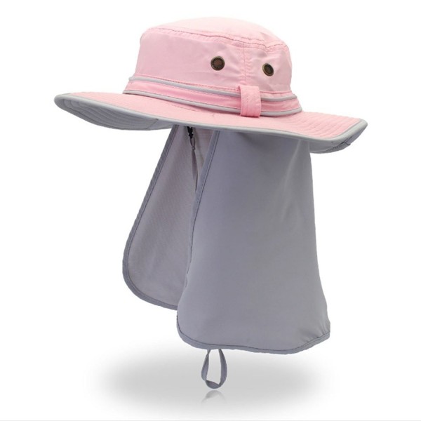 YOYEAH Unisex Quick Drying UV Protection Outdoor Sun Hat with Neck Flap - Pink - C2183CY8GUN