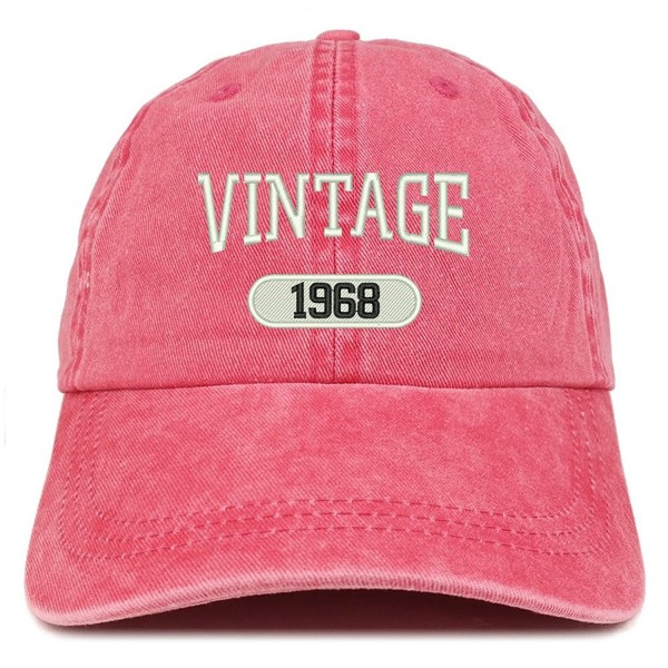 Trendy Apparel Shop Vintage 1968 Embroidered 50th Birthday Soft Crown Washed Cotton Cap - Red - CZ12NVDDY1B