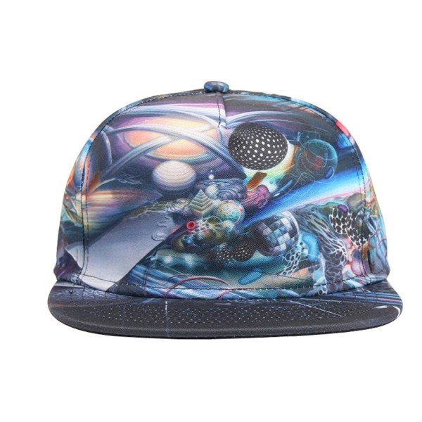 Blinglove 3D Galaxy Science Fiction Print Flat Bill Visor Snapback Baseball Hat - C712H4YH7VL