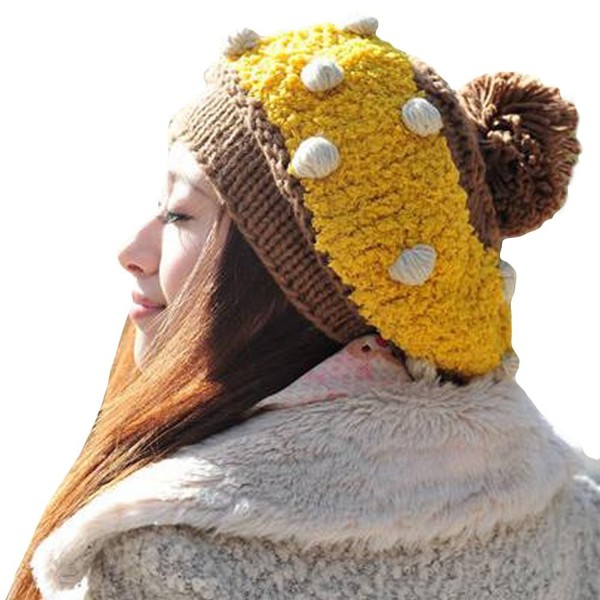 LOCOMO Dotted Fluffy Crochet FFH003YEL - Yellow & Brown - CE12O7OU75P