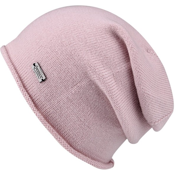 FURTALK Women Cable Knit Wool Cashmere Ribbed Beanie Winter Slouch Braided Baggy Winter Hat - Pink - CW185HXO4RG