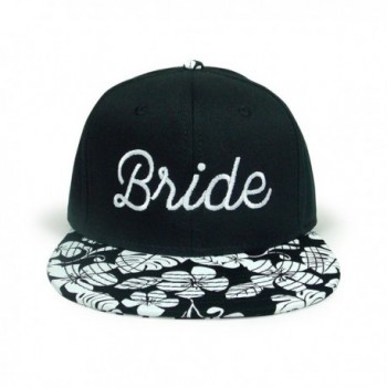 WUE Bride Squad Bachelorette Party Hat - Bride Black White Flowers - CF183O0OI7I
