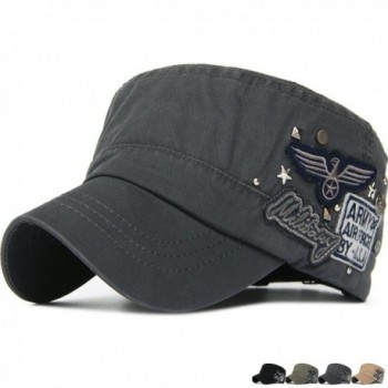 Rayna Fashion Unisex Adult Cadet Caps Military Hats Star Studs USA Eagle - Grey - CI189AHW6SD