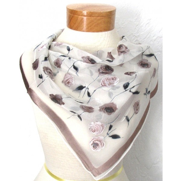 White Burnout Silk and Rayon Scarf Bandana Headband By Silksalon A831 - CZ11Z6DHAX7