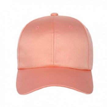 1611MAIN Unisex Satin Low Profile Baseball Strapback Dad Hat Cap - Pink - CL12O2TG7HT