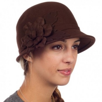 Sakkas Clara Vintage Style Wool Cloche Bucket Bell Hat - Brown - CP11KI25NUJ