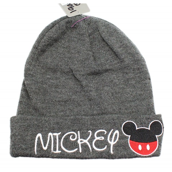 Mickey Mouse Disney Cuffed Knit Beanie Toque Grey Hat Winter Character Cartoon - CA1228XNYWT
