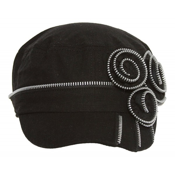 Summer Cotton Light Rose Ivy Cadet Hat - Black - CT11KRRTTRN