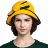 Maitose Women's Bow Wool Felt Bowler Hat - Yellow - CK128NIYPCB