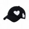 C.C Women's Heart Cut Design Cotton Unstructured Precurved Baseball Cap Hat - Black/White Heart - CM17YC2UANH