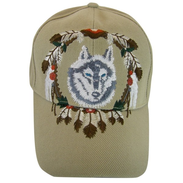 Native Pride Wolf Men's Adjustable Baseball Cap - S3-khaki - C31878ZMCZ9