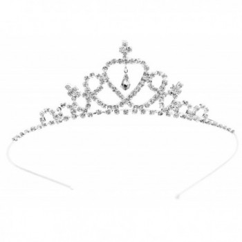 Simplicity Girls Dress up Princess Tiara Rhinestone Crown Hair Accessories - Silver - CN11JA8BCQF