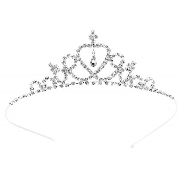 Simplicity Girls Dress up Princess Tiara Rhinestone Crown Hair Accessories - Silver - CN11JA8BCQF