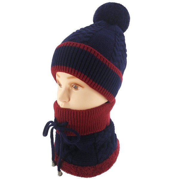 Ledamon Winter Slouchy Beanie Cable Knit Skull Hat Warm Scarf Thick Ski Cap For Men Women - Dark Blue - CB1888AQW8R